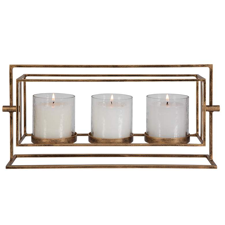 Image 2 Uttermost Wenman 17.25" Length Gold Triple Candleholder