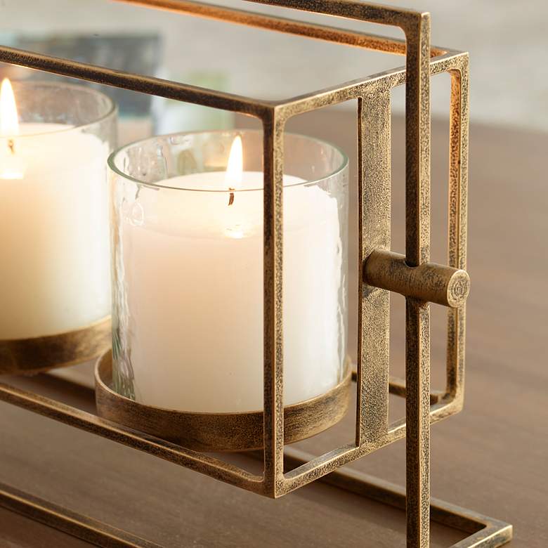 Image 3 Uttermost Wenman 17.25" Length Gold Triple Candleholder more views