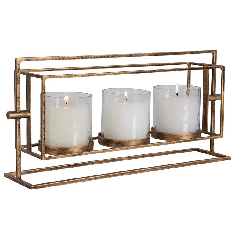 Image 4 Uttermost Wenman 17.25" Length Gold Triple Candleholder more views