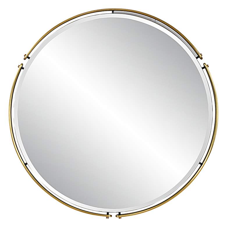 Image 2 Uttermost Wesley Brass 38 1/4" Round Wall Mirror