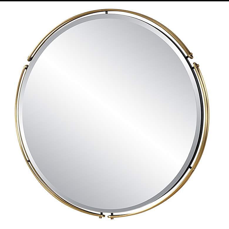 Image 4 Uttermost Wesley Brass 38 1/4" Round Wall Mirror more views