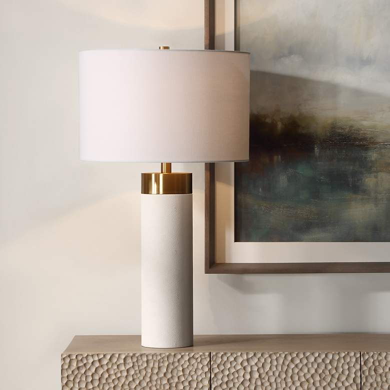 Image 1 Uttermost Wessex 27 3/4" White and Brass Table Lamp