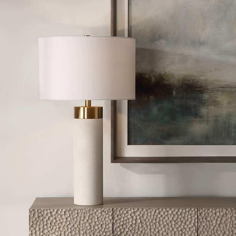 Image 3 Uttermost Wessex 27 3/4" White and Brass Table Lamp more views