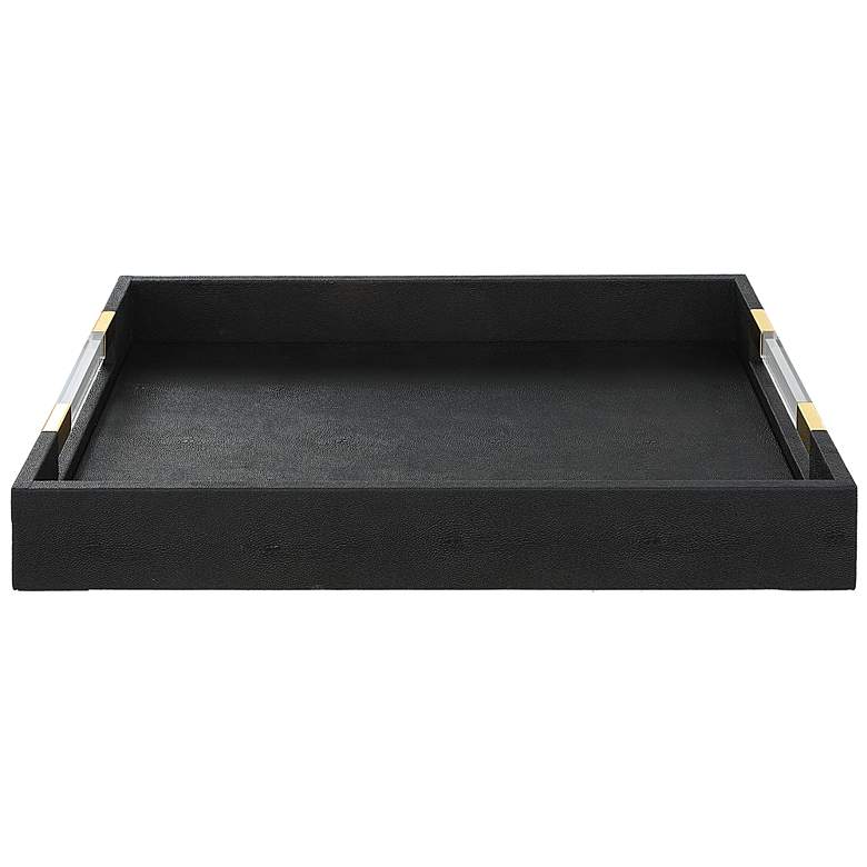 Image 1 Uttermost Wessex Black Faux Shagreen Rectangular Tray