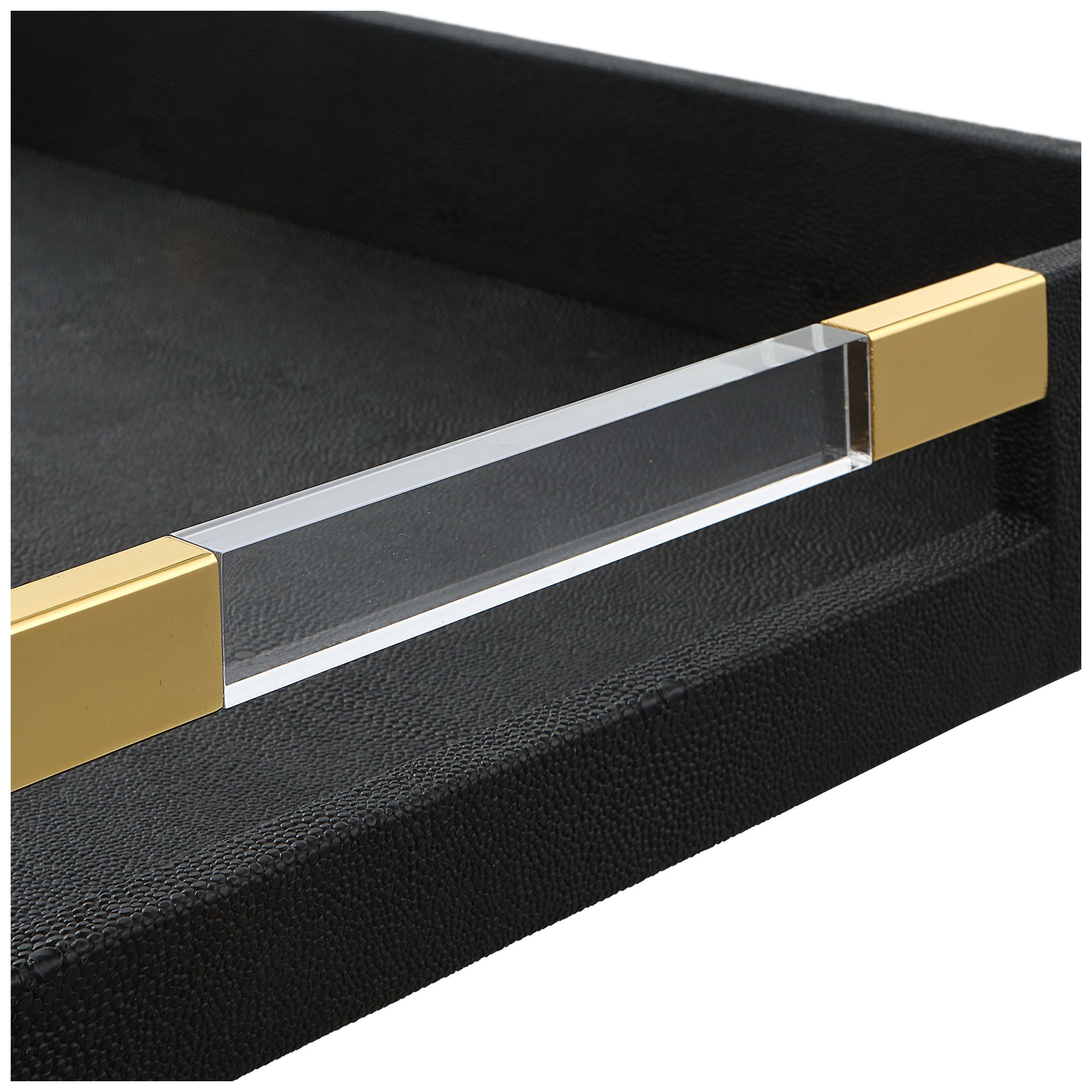 Uttermost Wessex Black Faux Shagreen Rectangular Tray in scene