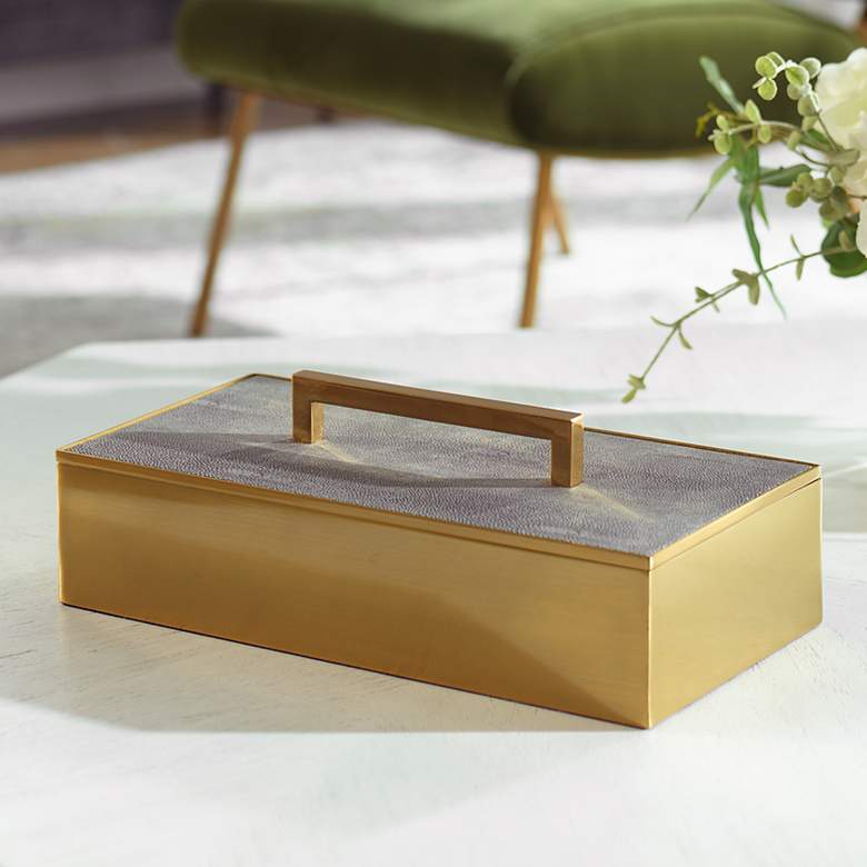 Image 1 Uttermost Wessex Gray and Brass Box