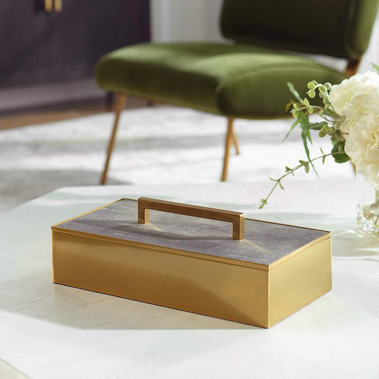 Image 3 Uttermost Wessex Gray and Brass Box more views