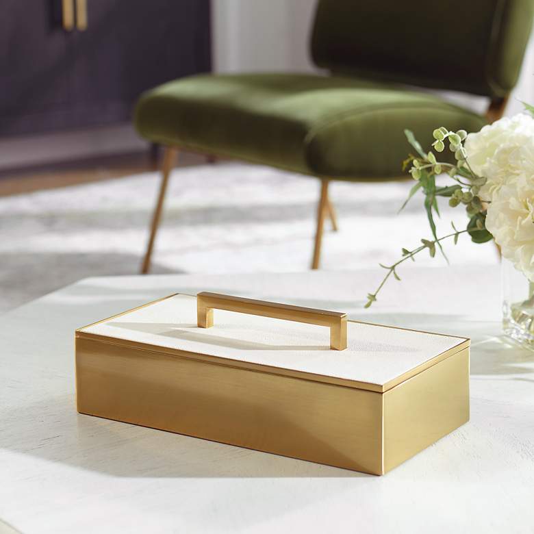 Image 1 Uttermost Wessex White and Brass Box