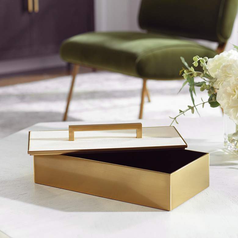 Image 3 Uttermost Wessex White and Brass Box more views
