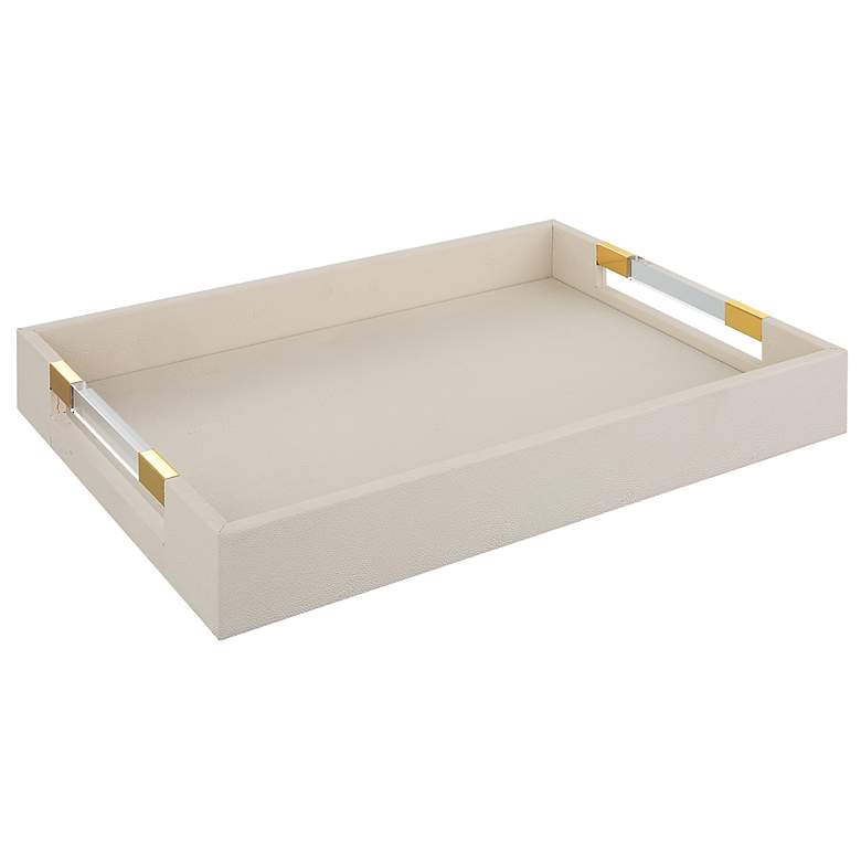Image 3 Uttermost Wessex White Faux Shagreen Rectangular Tray more views