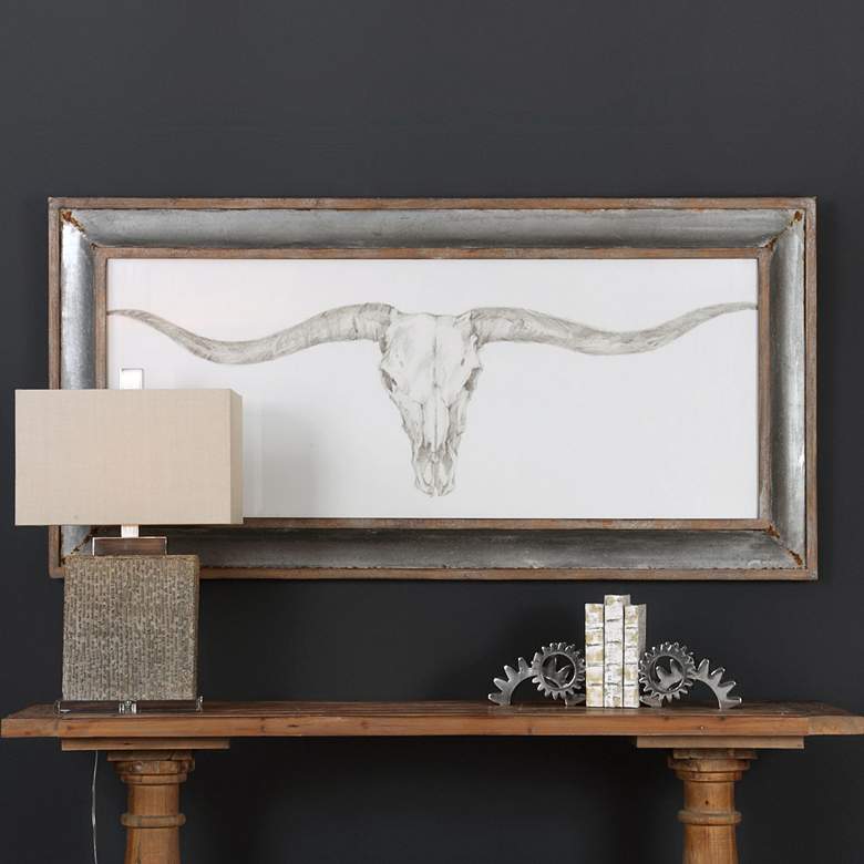 Image 1 Uttermost Western Skull Mount 70 1/2"W Framed Wall Art Print