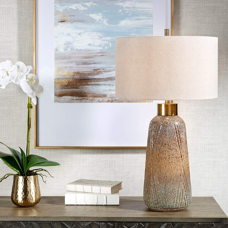 Image 1 Uttermost Western Sky 29" High Blue and Brown Ceramic Table Lamp
