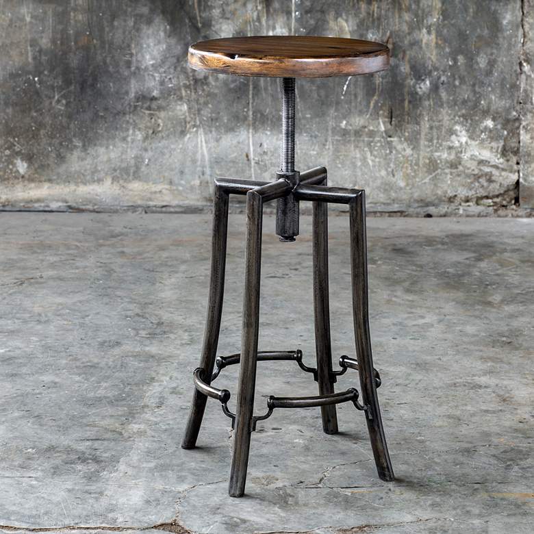 Image 5 Uttermost Westlyn Burnished Dark Walnut Adjustable Bar Stool more views