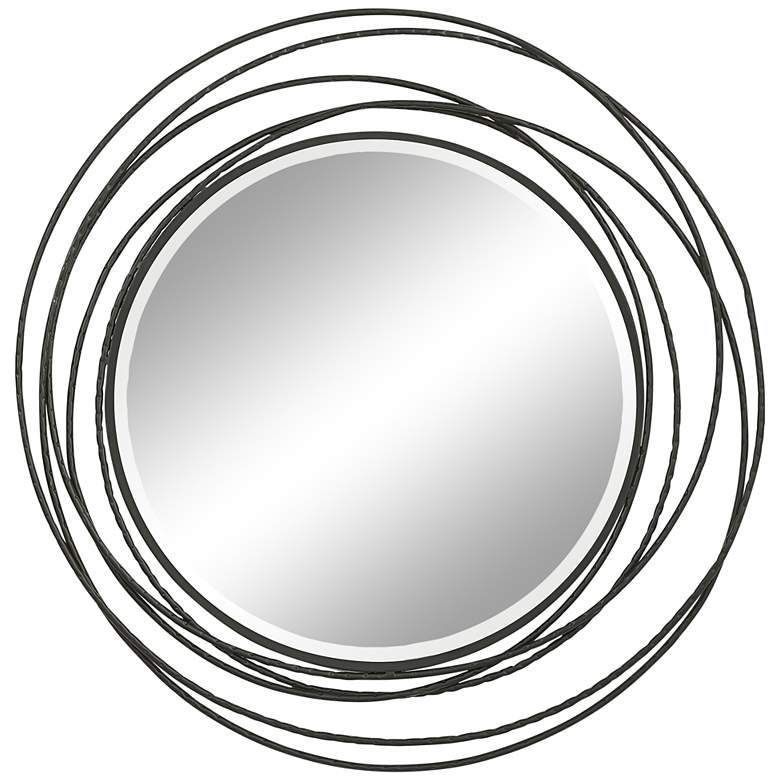 Image 2 Uttermost Whirlwind Black 39 1/4 inch Round Wall Mirror