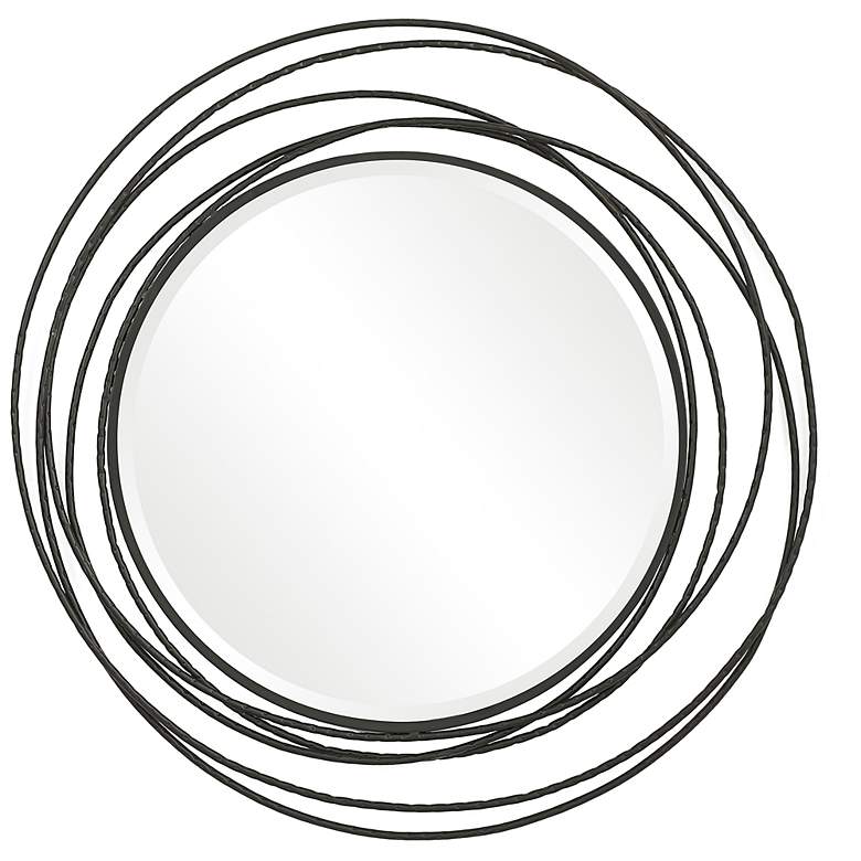 Image 2 Uttermost Whirlwind Black 39 1/4" Round Wall Mirror