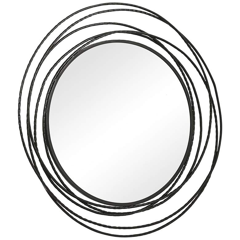 Image 5 Uttermost Whirlwind Black 39 1/4 inch Round Wall Mirror more views