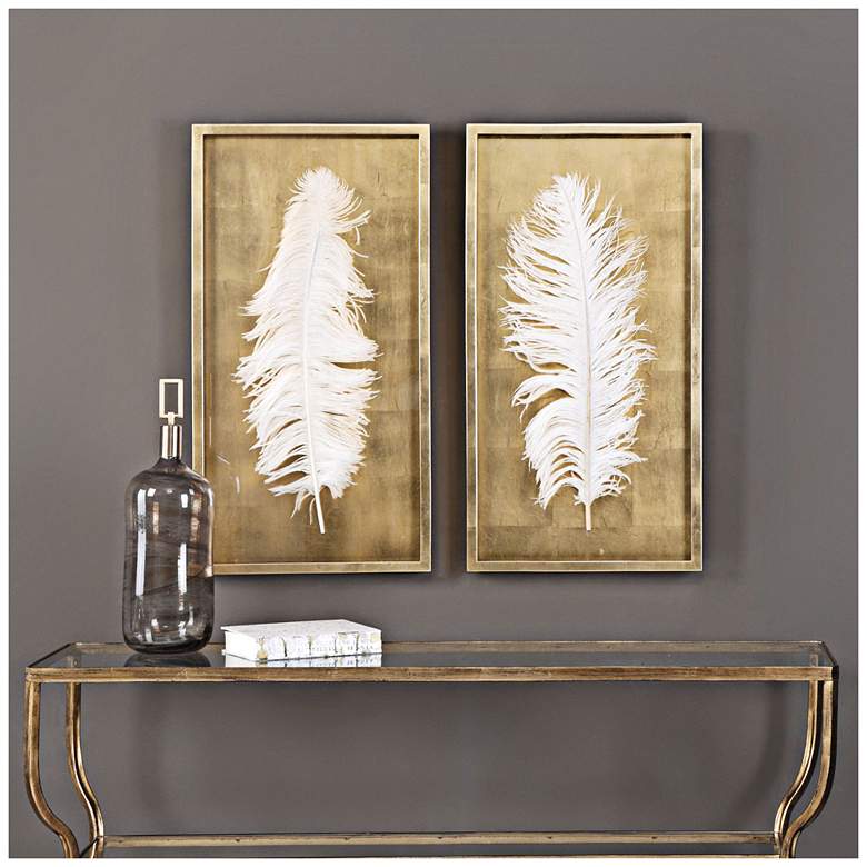 Image 2 Uttermost White Feathers 33 3/4"H Framed Wall Art Set of 2 more views