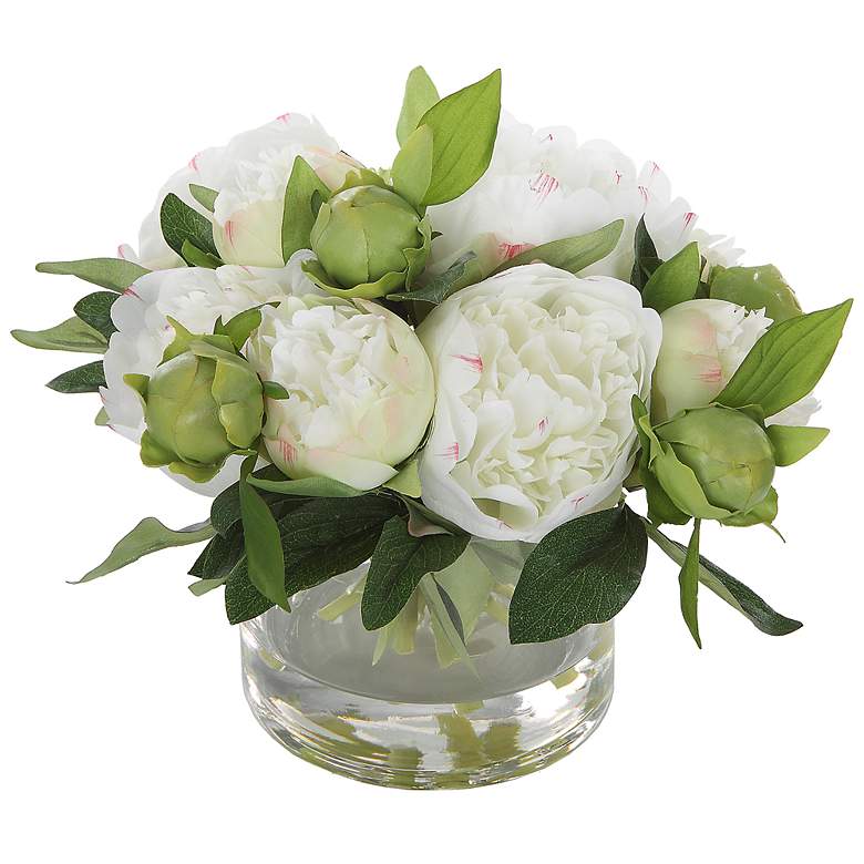 Image 2 Uttermost White Garden Peony 10" Wide Faux Flowers in Vase