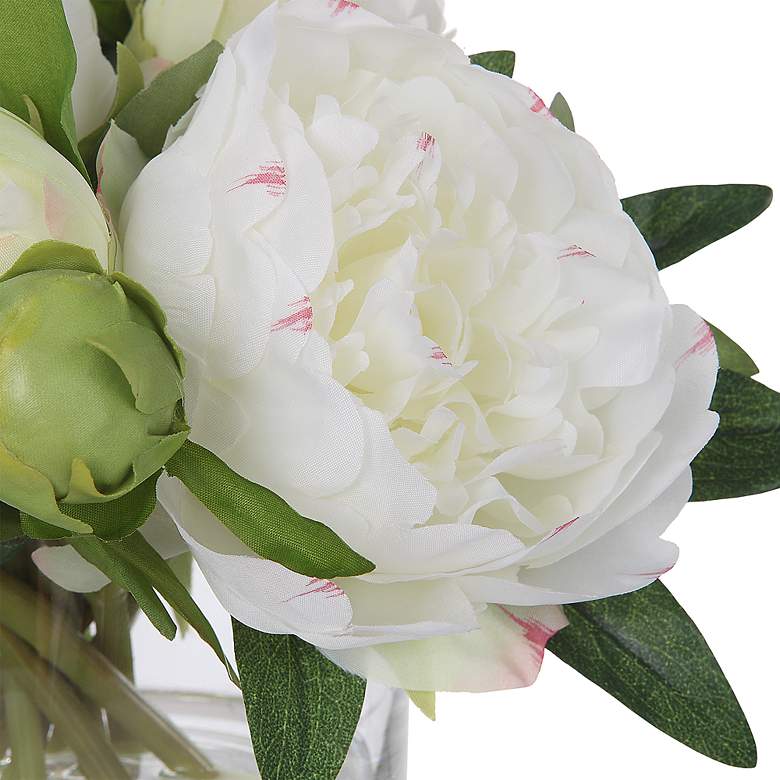Image 4 Uttermost White Garden Peony 10" Wide Faux Flowers in Vase more views