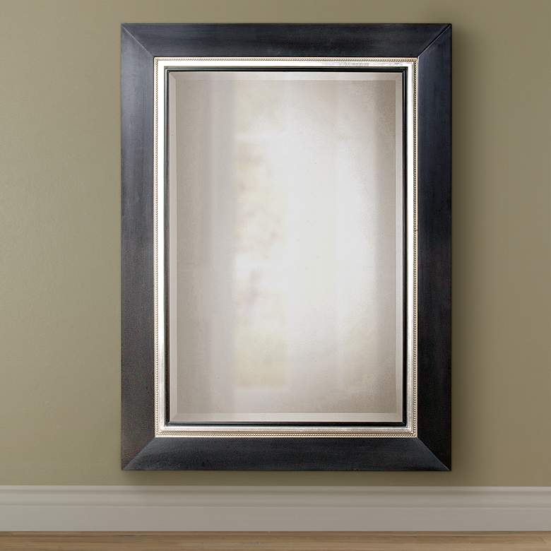 Image 1 Uttermost Whitmore Black Silver Leaf 40 inch x 54 inch Large Mirror