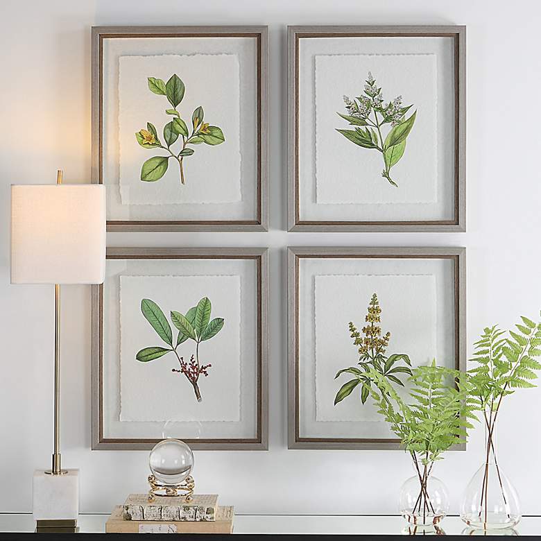 Image 1 Uttermost Wildflower Study 22"H 4-Piece Framed Wall Art Set