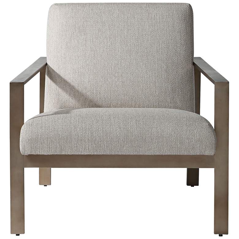 Image 2 Uttermost Wills Warm Gray Oatmeal Woven Fabric Accent Chair
