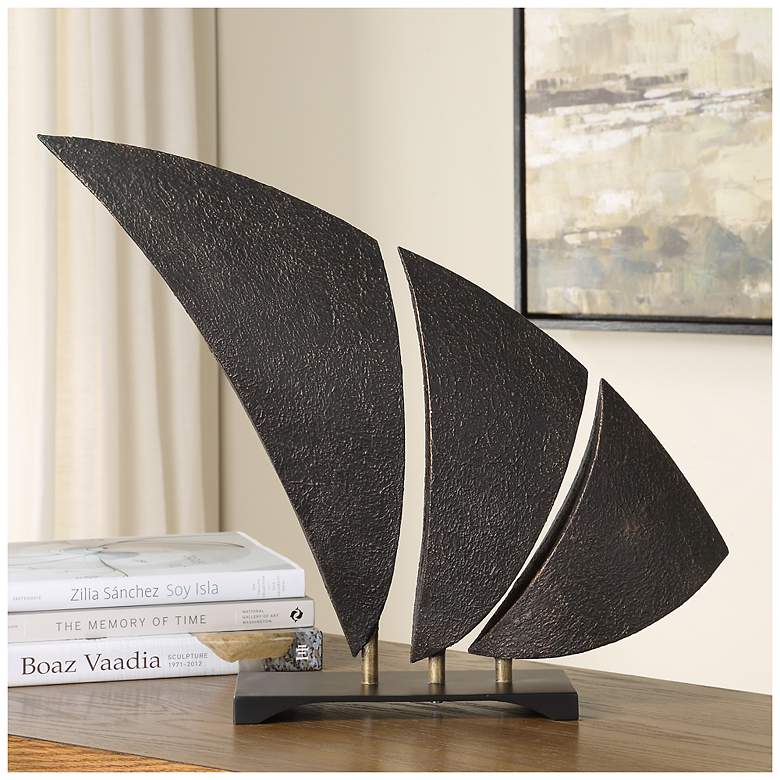Image 1 Uttermost Wind Crest 17" High x 20 1/2" Long Metal Sculpture