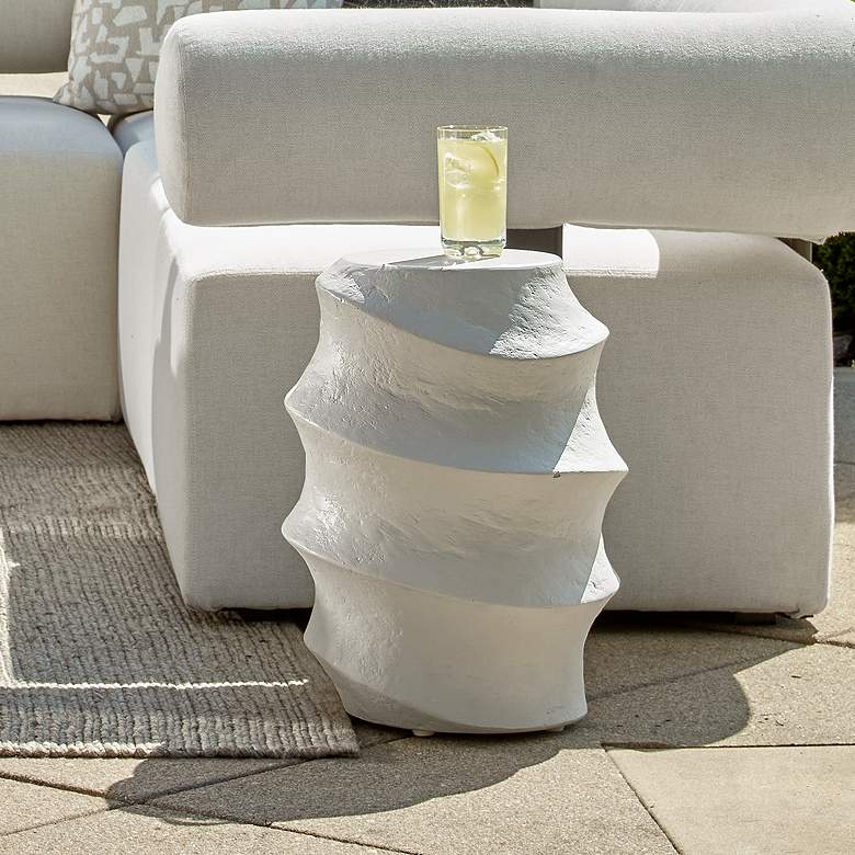 Image 1 Uttermost Winded 20" H x 14 1/2" W White GRC Outdoor Accent Table