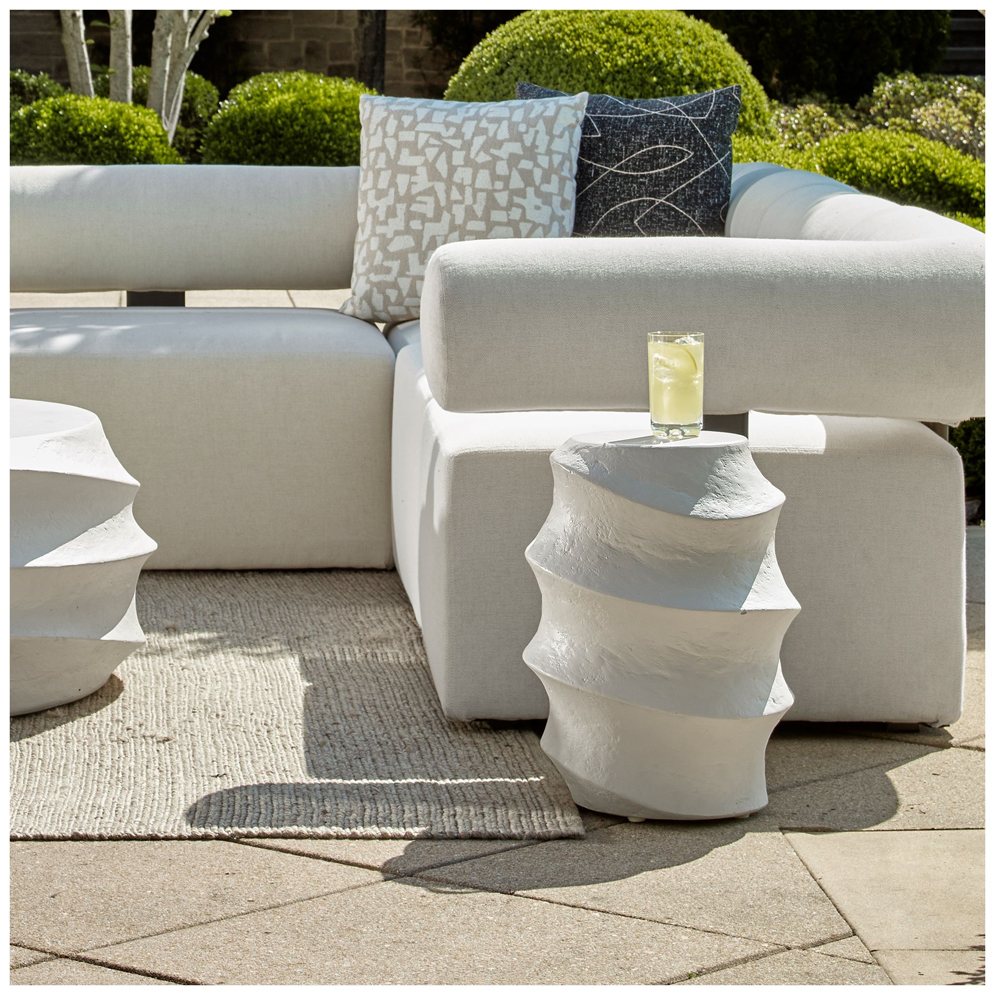 Image 3 Uttermost Winded 20" H x 14 1/2" W White GRC Outdoor Accent Table more views