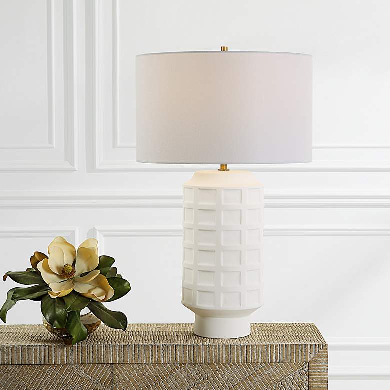Image 1 Uttermost Window Pane 28" Chalk White Ceramic Table Lamp