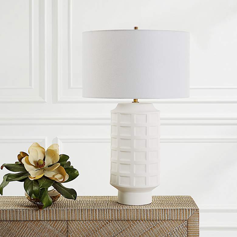 Image 3 Uttermost Window Pane 28" Chalk White Ceramic Table Lamp more views
