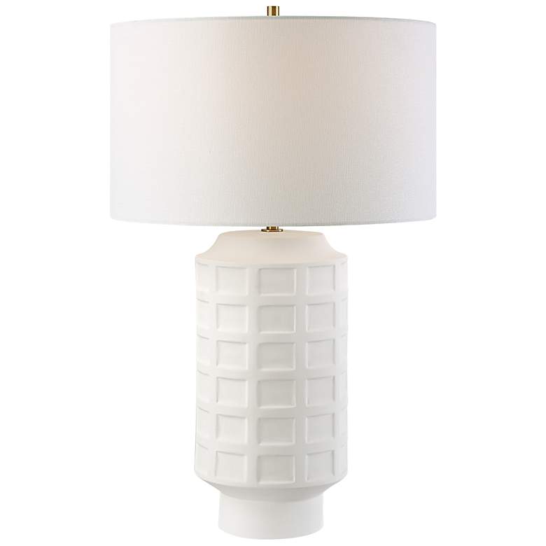 Image 1 Uttermost Window Pane 28 inch White Ceramic Table Lamp