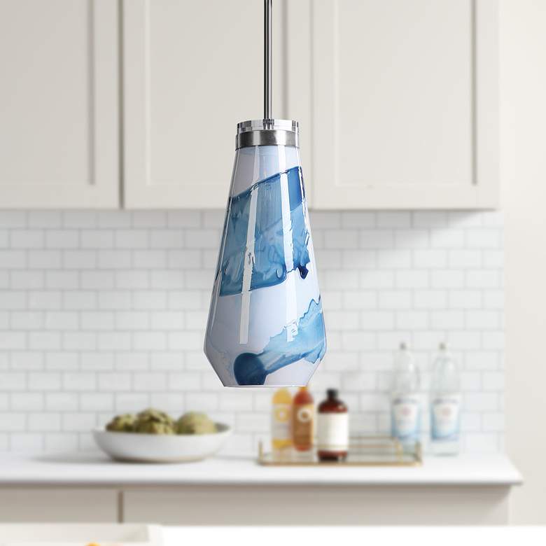 Image 1 Uttermost Windswept Blue and White Mini Pendant Light