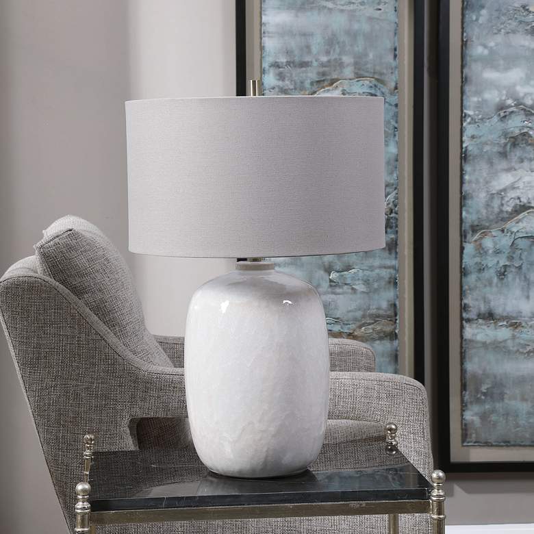 Image 1 Uttermost Winterscape 26 inch High Modern Cream-Ivory Ceramic Table Lamp