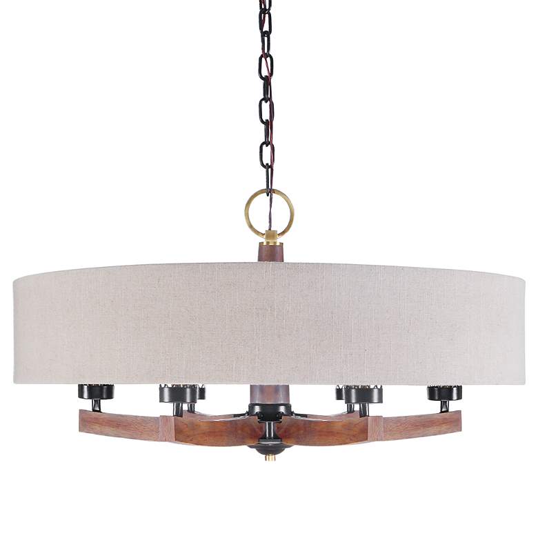 Image 3 Uttermost Woodall 35 1/2" Bronze and Brown 6-Light Drum Chandelier more views