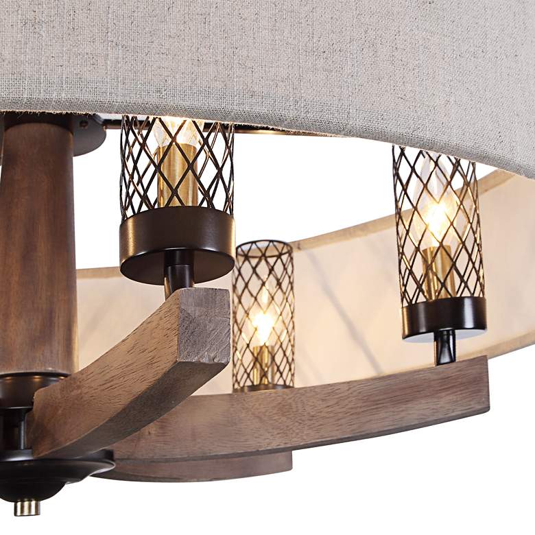 Image 5 Uttermost Woodall 35 1/2" Bronze and Brown 6-Light Drum Chandelier more views