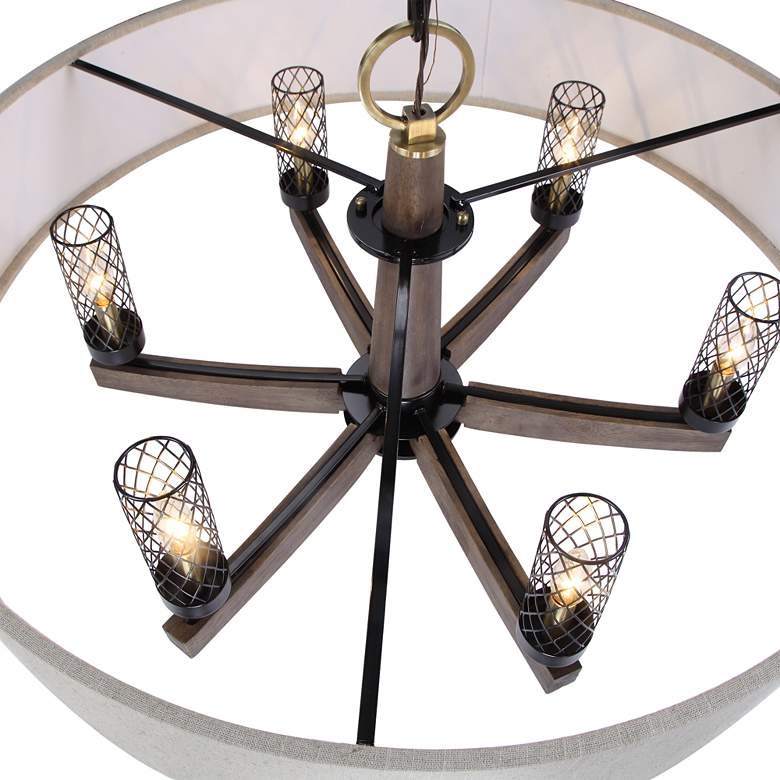 Image 6 Uttermost Woodall 35 1/2" Bronze and Brown 6-Light Drum Chandelier more views