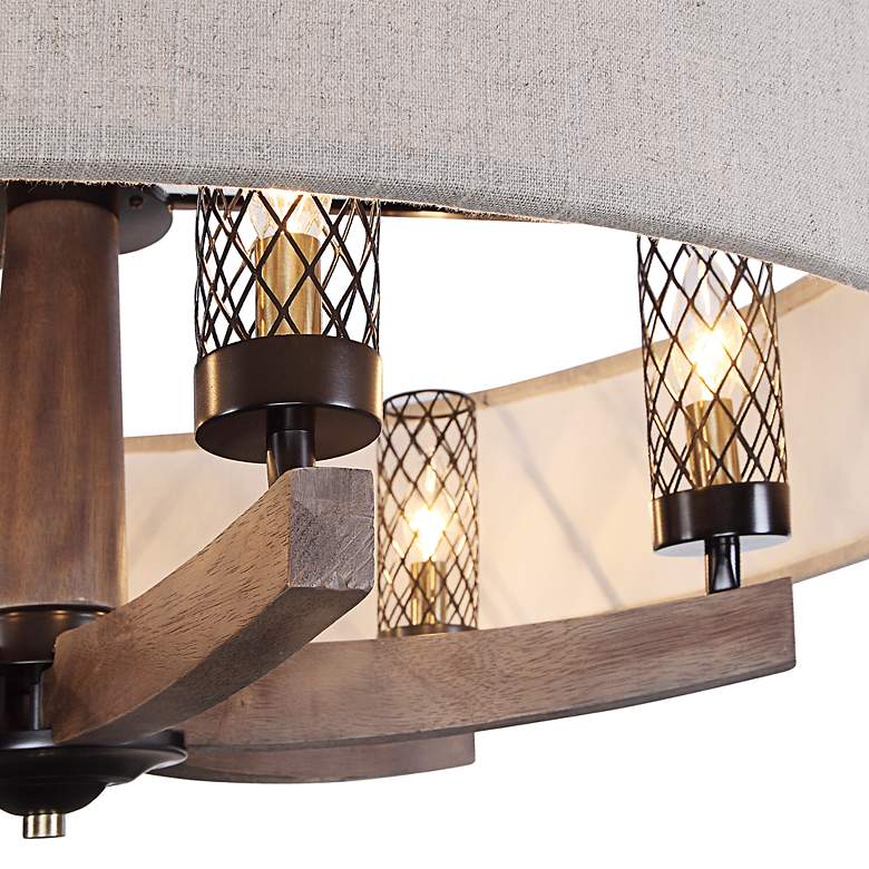 Image 7 Uttermost Woodall 35 1/2" Bronze and Brown 6-Light Drum Chandelier more views