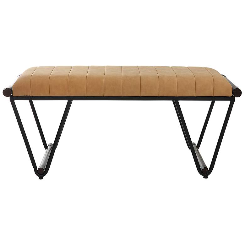 Image 1 Uttermost Woodstock 47 1/4" Wide Camel Faux Suede Bench