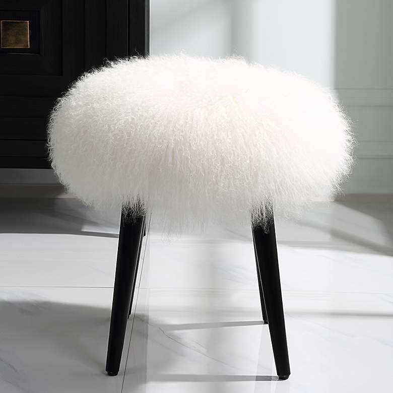 Image 1 Uttermost Wooly White Sheepskin Accent Stool
