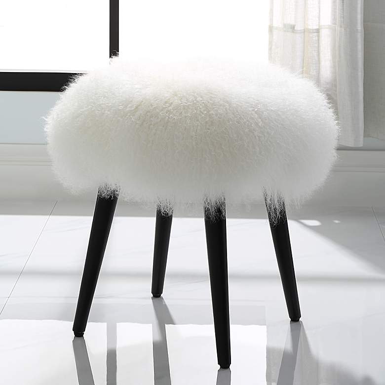 Image 3 Uttermost Wooly White Sheepskin Accent Stool more views