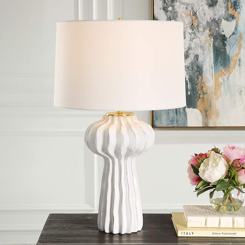 Image 1 Uttermost Wrenley 27 1/2" High Modern White Porcelain Table Lamp