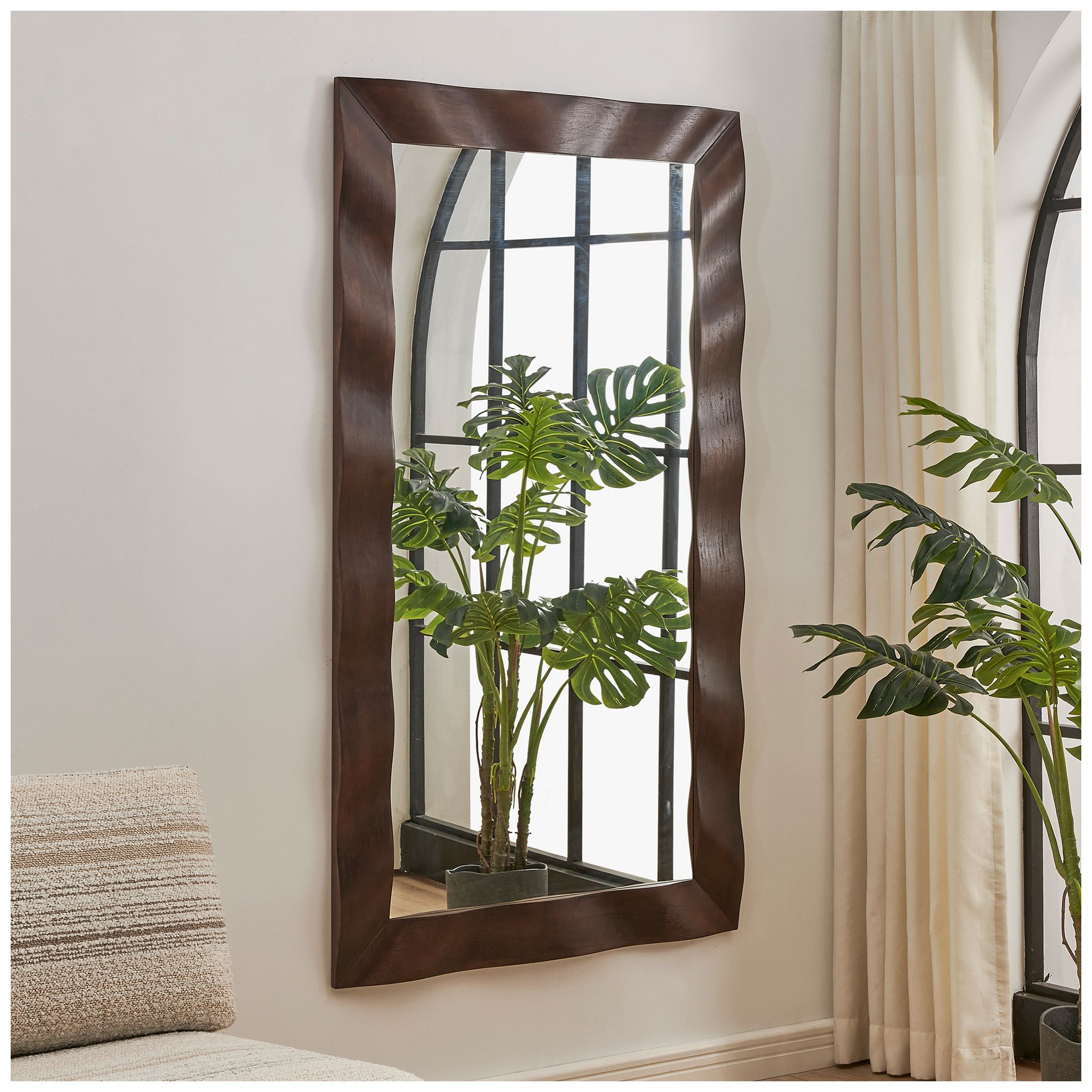Image 3 Uttermost Wrinkle Dark Walnut 39 5/8" x 69 5/8" Wall Mirror more views