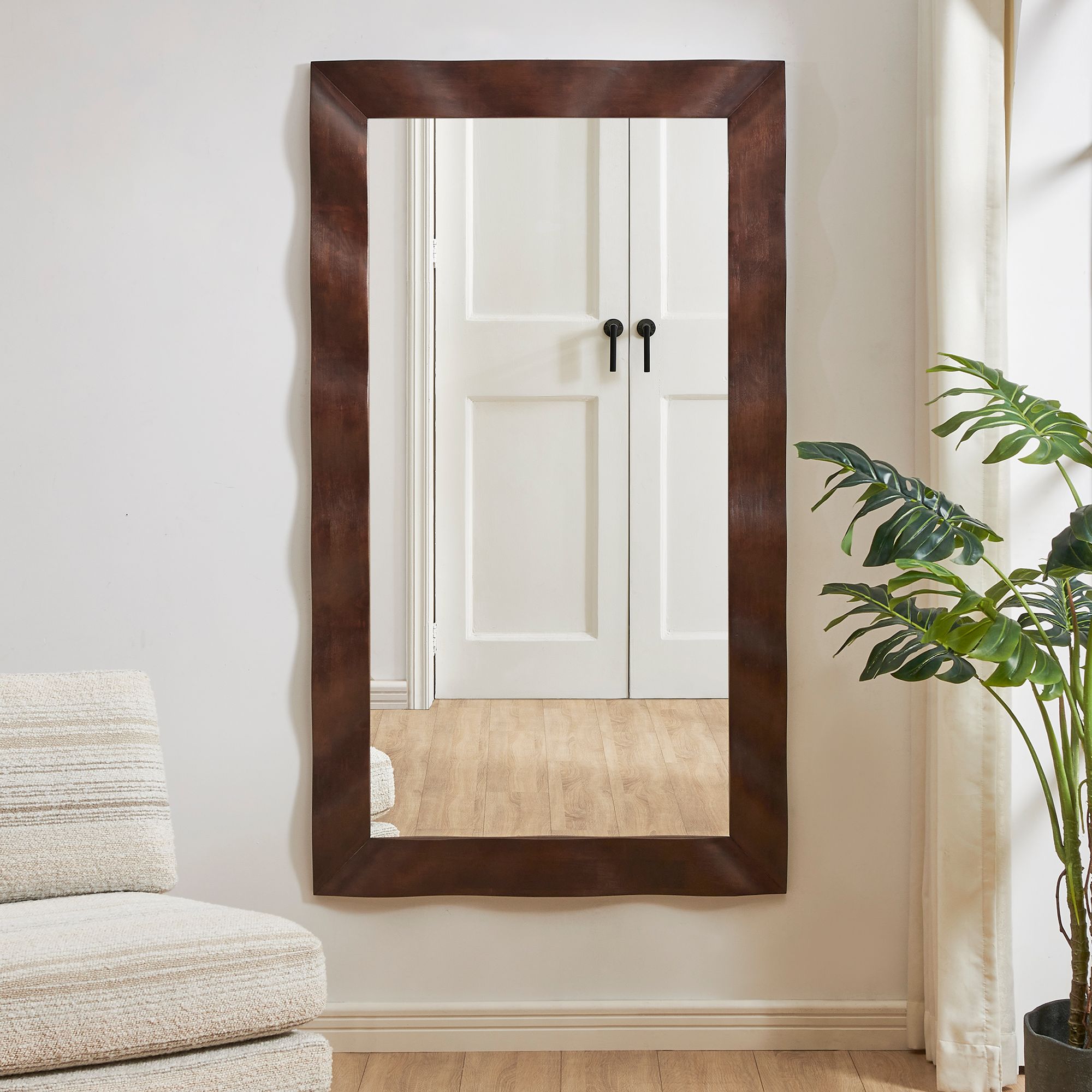 Image 7 Uttermost Wrinkle Dark Walnut 39 5/8" x 69 5/8" Wall Mirror more views