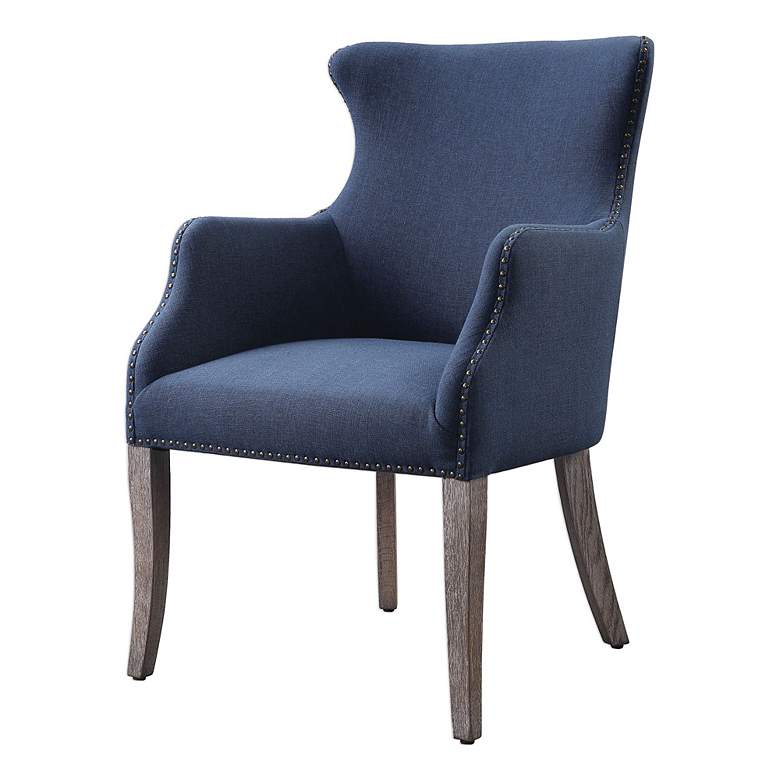 Image 4 Uttermost Yareena 28 1/4" Wide Nailhead Trim Navy Blue Wing Chair more views