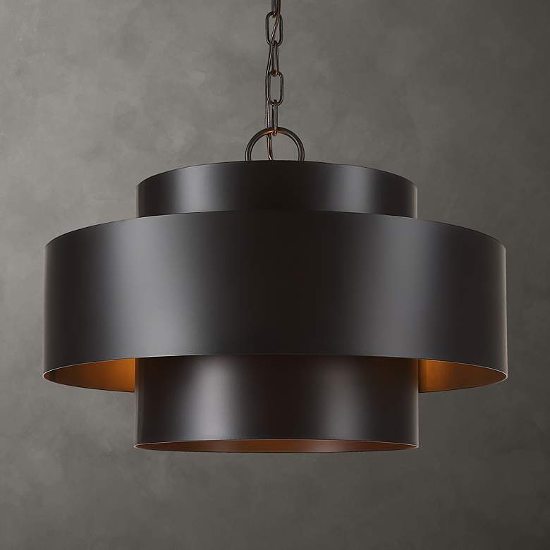 Image 1 Uttermost Youngstown 20"W Rich Dark Bronze 4-Light Pendant