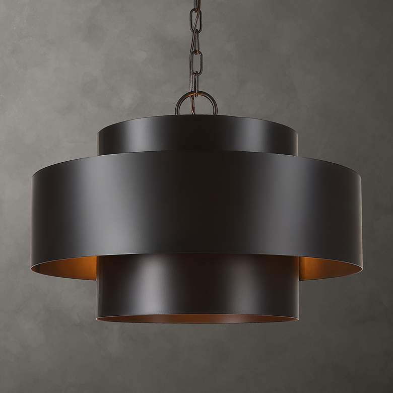 Image 1 Uttermost Youngstown 20 inchW Rich Dark Bronze 4-Light Pendant