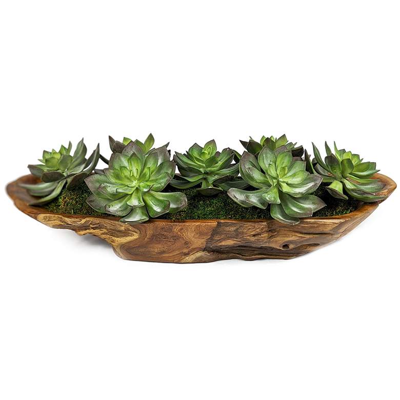 Image 1 Uttermost Yuma Green Succulent 27" Wide Faux Plant in Bowl