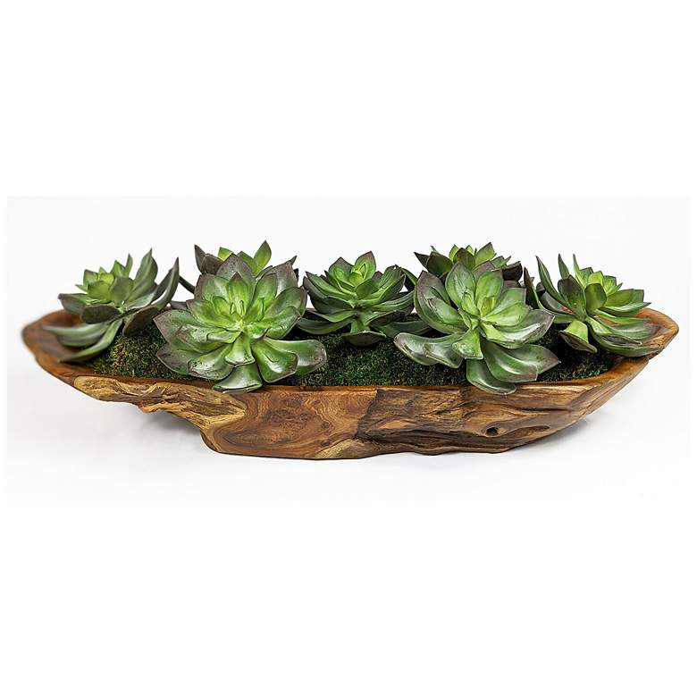 Image 2 Uttermost Yuma Green Succulent 27" Wide Faux Plant in Bowl