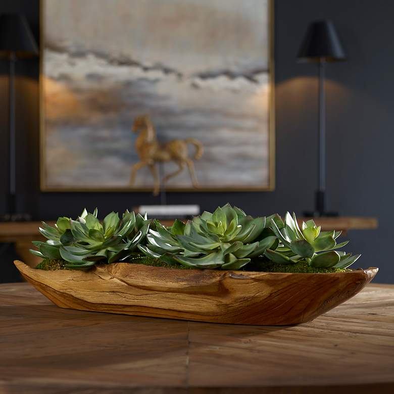 Image 1 Uttermost Yuma Green Succulent 27" Wide Faux Plant in Bowl